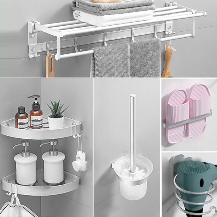 Lisslune | Modern Bathroom Accessories Hardware Set White Metal Bathroom Accessories Kit