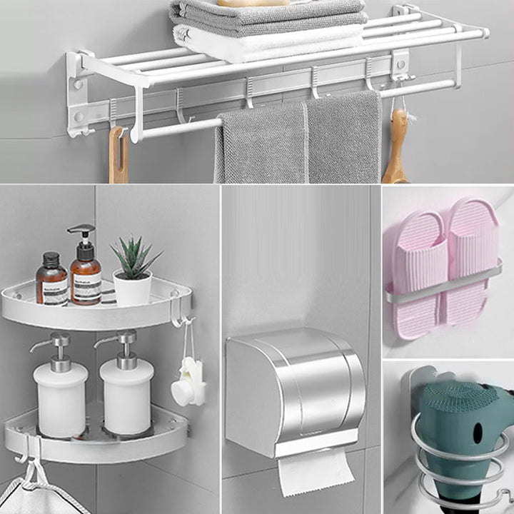 Lisslune | Modern Bathroom Accessories Hardware Set White Metal Bathroom Accessories Kit