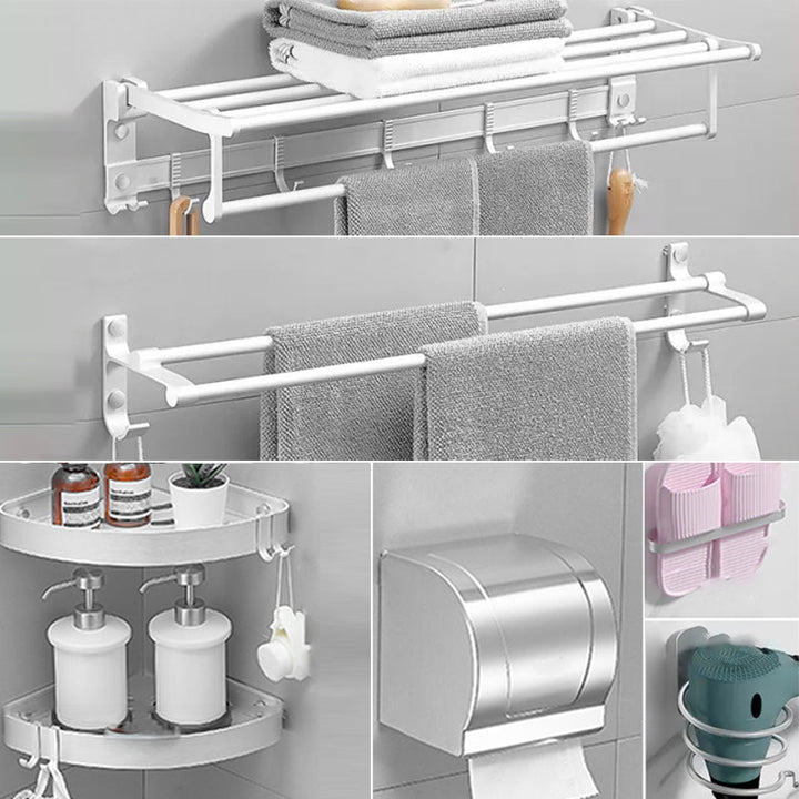Lisslune | Modern Bathroom Accessories Hardware Set White Metal Bathroom Accessories Kit