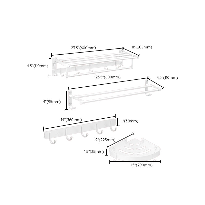Lisslune | Modern Bathroom Accessories Hardware Set White Metal Bathroom Accessories Kit