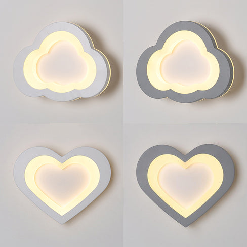 Skørter | Integrated LED Cartoon Wall Mount Light Modern Simple Acrylic Wall Lighting in White