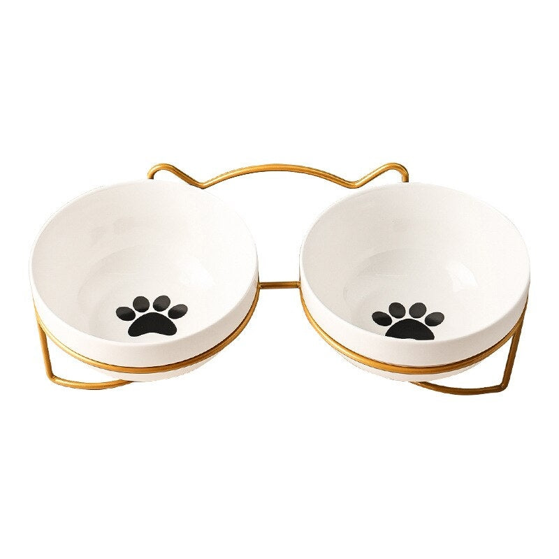 Lisslune | Low-threshold ceramic cat food bowl with stand