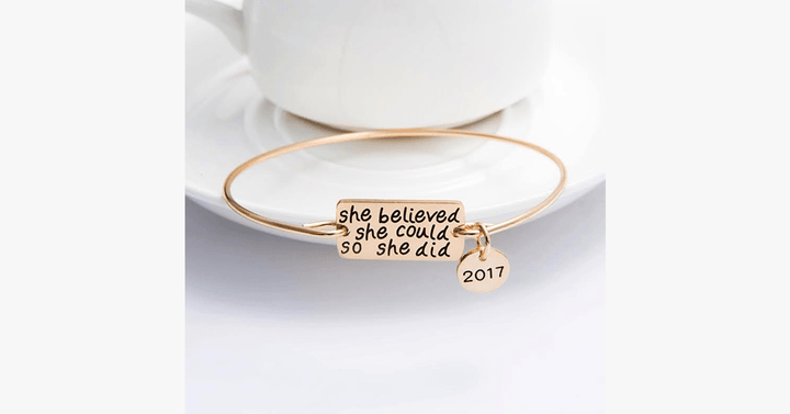 Lisslune | She believed she could, so she did bracelet with 2017 charm