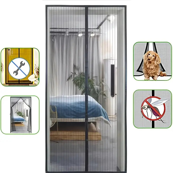 Lisslune | BugGuard Magnetic Fly Screen Door – Hands-Free Mesh Door with Auto-Close for Insect Protection