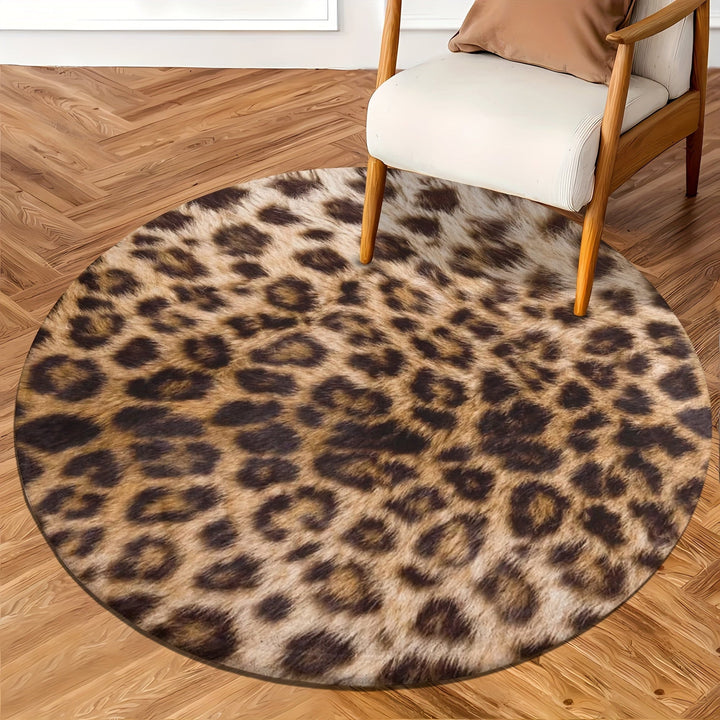 Lisslune | LeopardLuxe Round Rug – Wild Elegance & Non-Slip Comfort