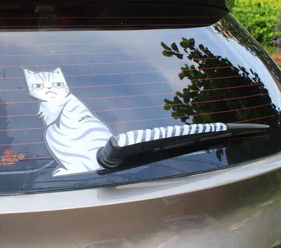 Lisslune | Reflective Cartoon Cat Car Stickers with Moving Tail