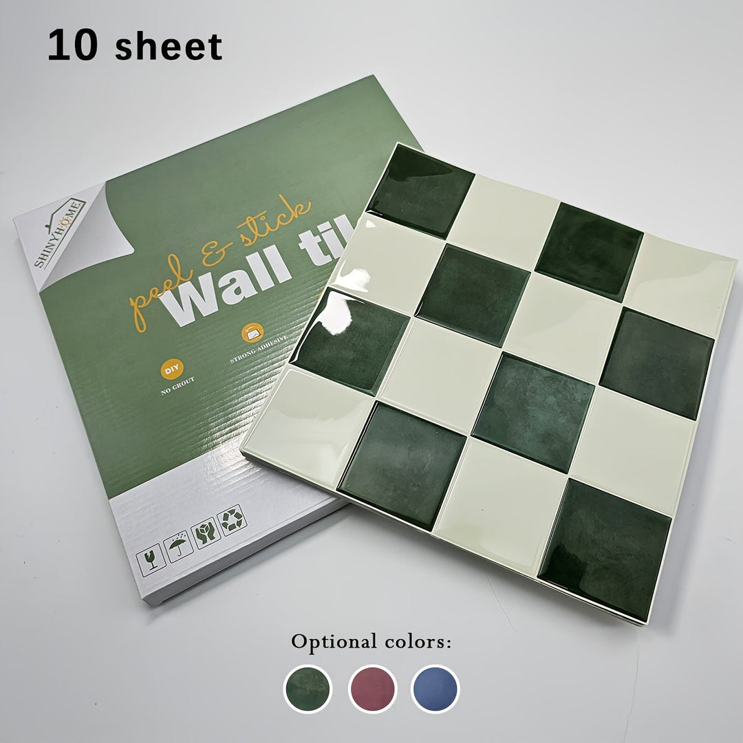Rynx | 10/30 pieces self-adhesive tile] 10/30 pieces self-adhesive bathroom wall tile, self-adhesive kitchen splash, 10.5 inches * 10.5 inches waterproof and oil-resistant splash guard, easy-to-apply adhesive for kitchen, bathroom, walls & RVs