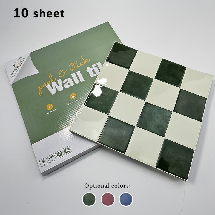 Rynx | 10/30 pieces self-adhesive tile] 10/30 pieces self-adhesive bathroom wall tile, self-adhesive kitchen splash, 10.5 inches * 10.5 inches waterproof and oil-resistant splash guard, easy-to-apply adhesive for kitchen, bathroom, walls & RVs