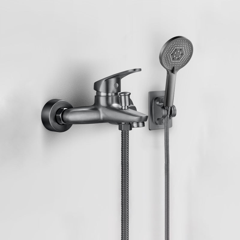 Lisslune | Solid Bathtub Faucet Handheld Shower Hose Lever Handle Wall-Mounted 2 Holes Bathtub Fill Valve
