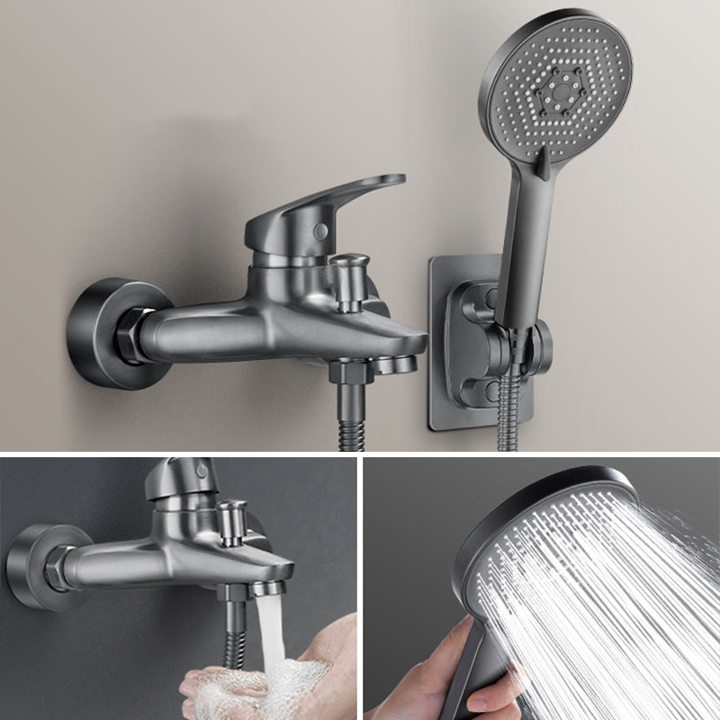 Lisslune | Solid Bathtub Faucet Handheld Shower Hose Lever Handle Wall-Mounted 2 Holes Bathtub Fill Valve