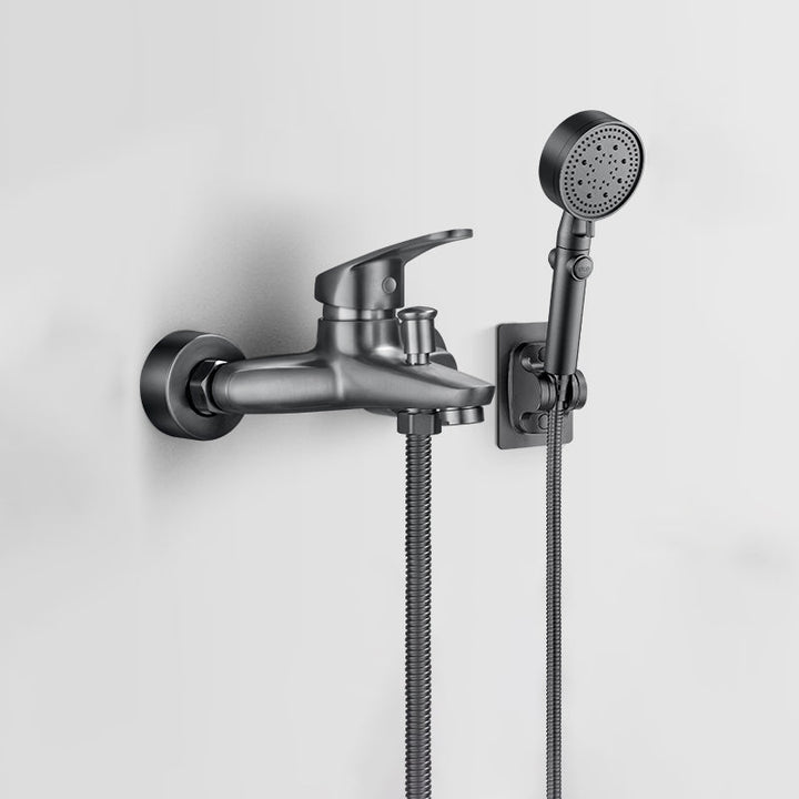 Lisslune | Solid Bathtub Faucet Handheld Shower Hose Lever Handle Wall-Mounted 2 Holes Bathtub Fill Valve
