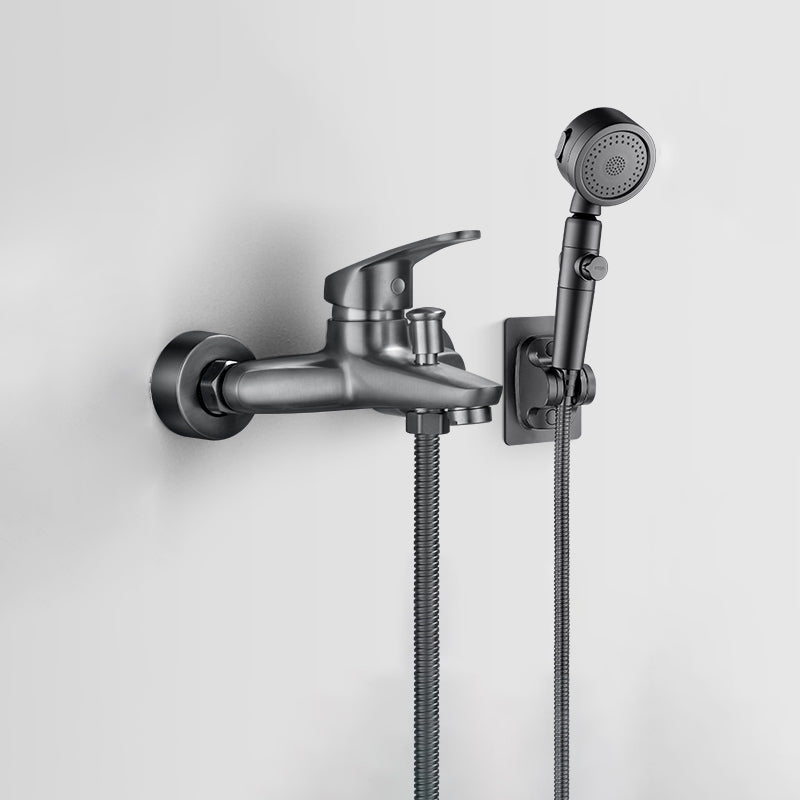 Lisslune | Solid Bathtub Faucet Handheld Shower Hose Lever Handle Wall-Mounted 2 Holes Bathtub Fill Valve
