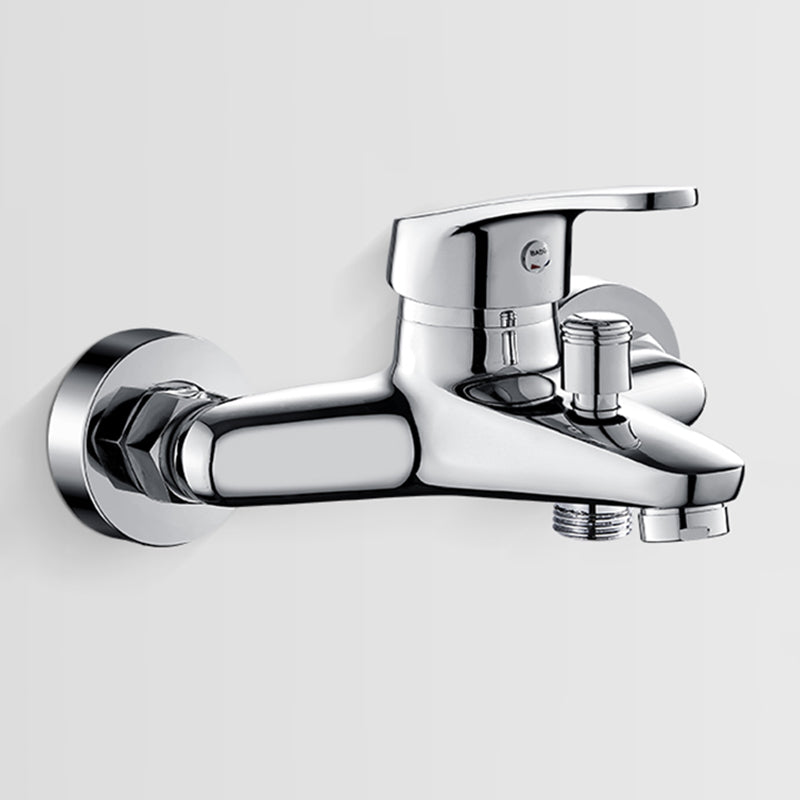 Lisslune | Solid Bathtub Faucet Handheld Shower Hose Lever Handle Wall-Mounted 2 Holes Bathtub Fill Valve