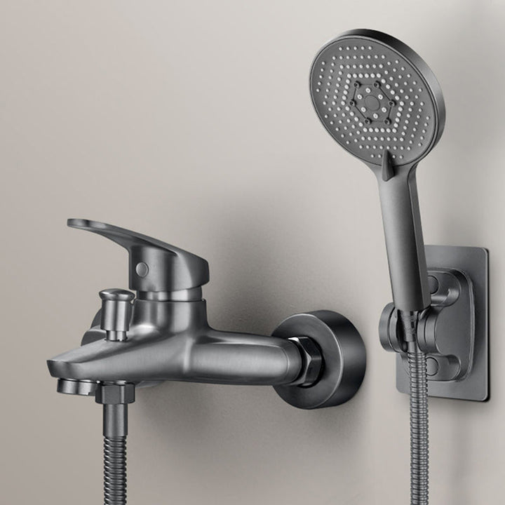Lisslune | Solid Bathtub Faucet Handheld Shower Hose Lever Handle Wall-Mounted 2 Holes Bathtub Fill Valve