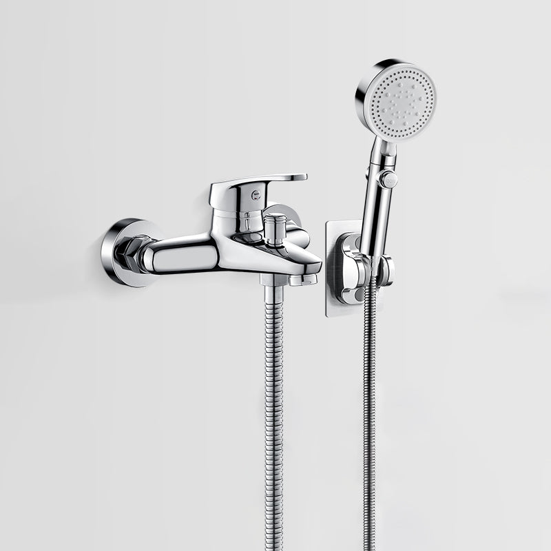 Lisslune | Solid Bathtub Faucet Handheld Shower Hose Lever Handle Wall-Mounted 2 Holes Bathtub Fill Valve