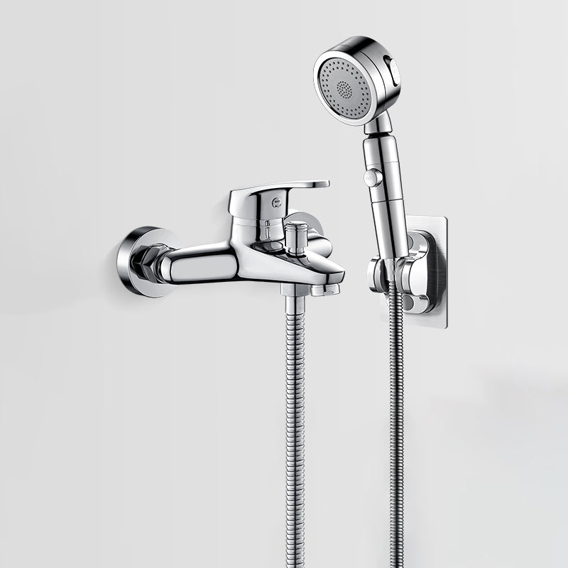 Lisslune | Solid Bathtub Faucet Handheld Shower Hose Lever Handle Wall-Mounted 2 Holes Bathtub Fill Valve