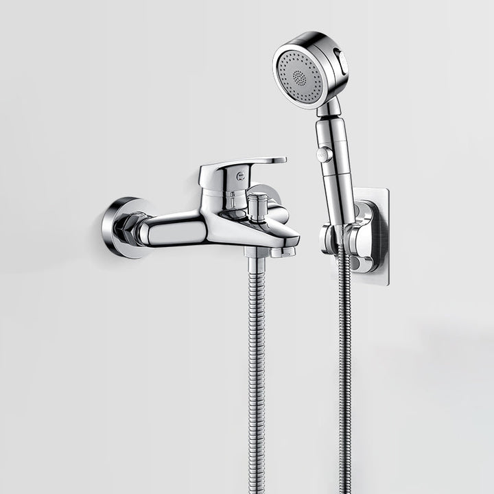Lisslune | Solid Bathtub Faucet Handheld Shower Hose Lever Handle Wall-Mounted 2 Holes Bathtub Fill Valve