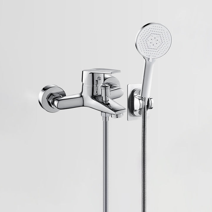Lisslune | Solid Bathtub Faucet Handheld Shower Hose Lever Handle Wall-Mounted 2 Holes Bathtub Fill Valve