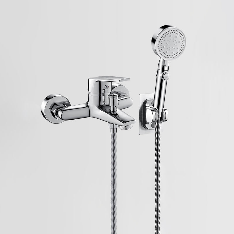 Lisslune | Solid Bathtub Faucet Handheld Shower Hose Lever Handle Wall-Mounted 2 Holes Bathtub Fill Valve