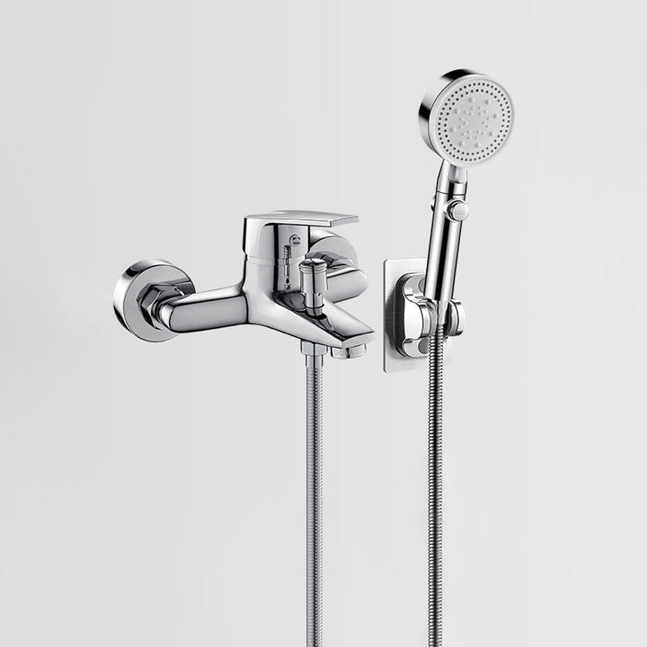 Lisslune | Solid Bathtub Faucet Handheld Shower Hose Lever Handle Wall-Mounted 2 Holes Bathtub Fill Valve