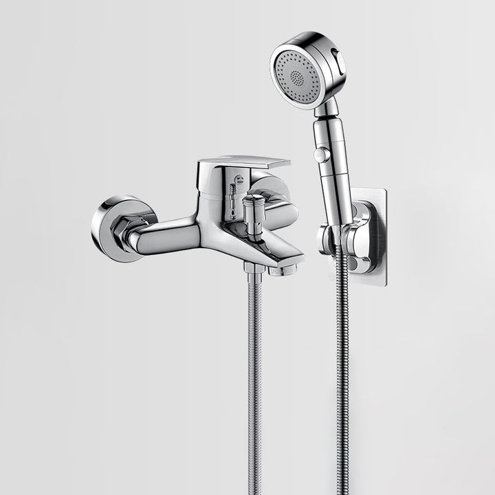 Lisslune | Solid Bathtub Faucet Handheld Shower Hose Lever Handle Wall-Mounted 2 Holes Bathtub Fill Valve
