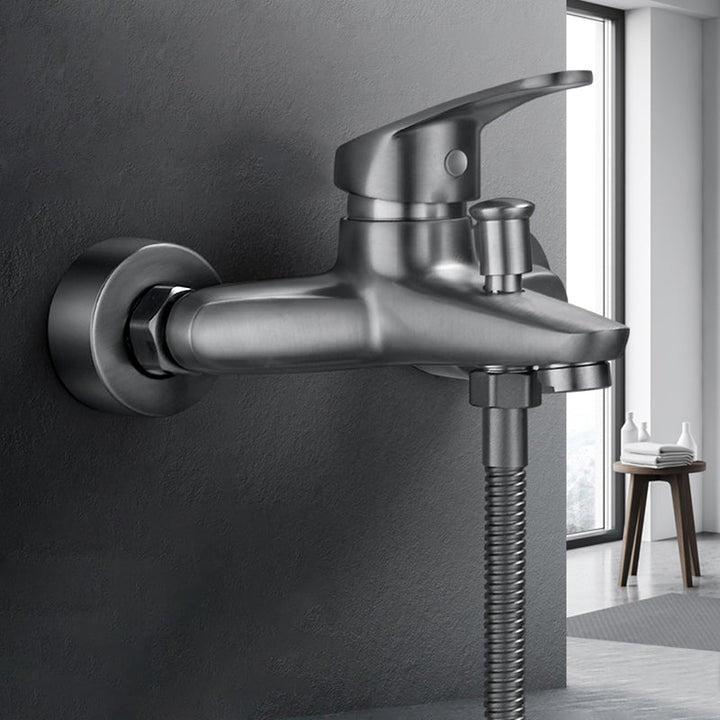 Lisslune | Low Arch Bathtub Faucet Hose Wall-Mounted Single Lever Tub Filler with Hand Shower
