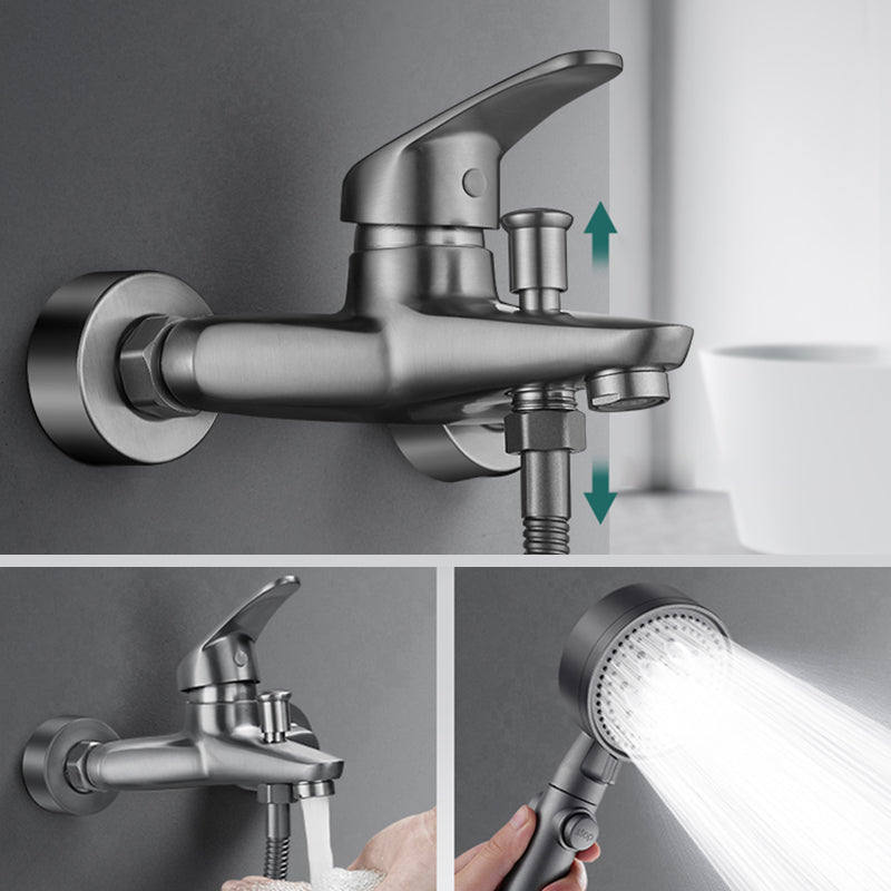 Lisslune | Low Arch Bathtub Faucet Hose Wall-Mounted Single Lever Tub Filler with Hand Shower