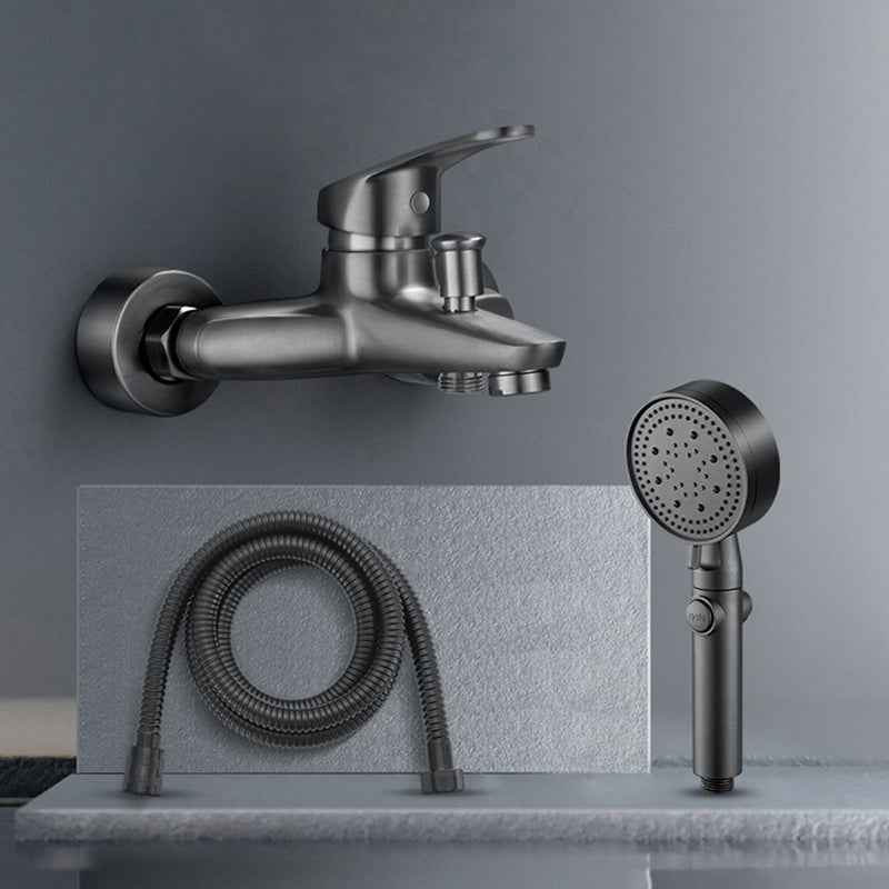 Lisslune | Low Arch Bathtub Faucet Hose Wall-Mounted Single Lever Tub Filler with Hand Shower