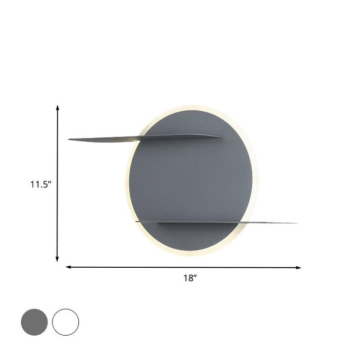 Lisslune | White/Grey Round Wall-Mounted Lamp Contemporary Acrylic LED Wall Light with Support for Bedroom