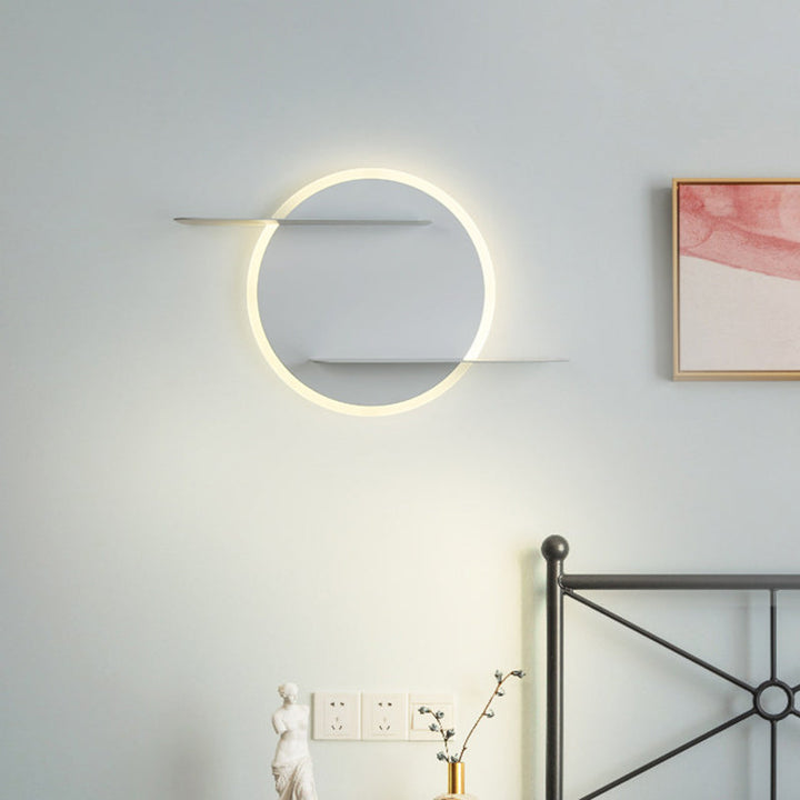 Lisslune | White/Grey Round Wall-Mounted Lamp Contemporary Acrylic LED Wall Light with Support for Bedroom