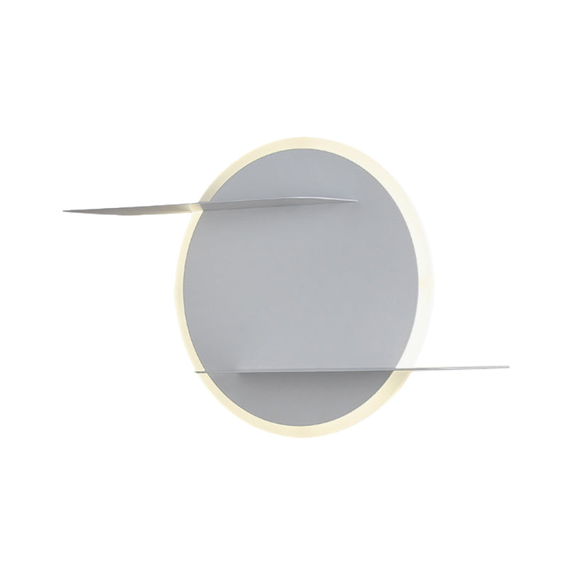 Lisslune | White/Grey Round Wall-Mounted Lamp Contemporary Acrylic LED Wall Light with Support for Bedroom