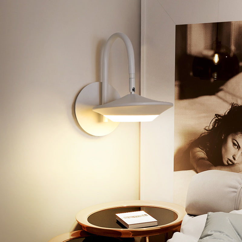 Lisslune | Rotatable Urn Wall Sconce Light Modernist Metallic White/Coffee LED Wall Lighting with Gooseneck Arm for the Bedroom
