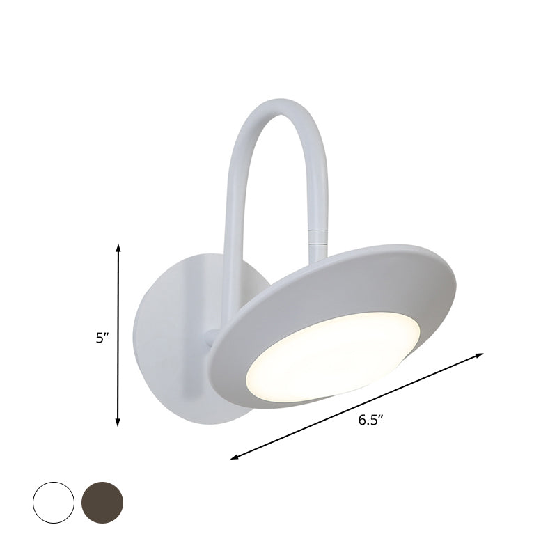 Lisslune | Rotatable Urn Wall Sconce Light Modernist Metallic White/Coffee LED Wall Lighting with Gooseneck Arm for the Bedroom