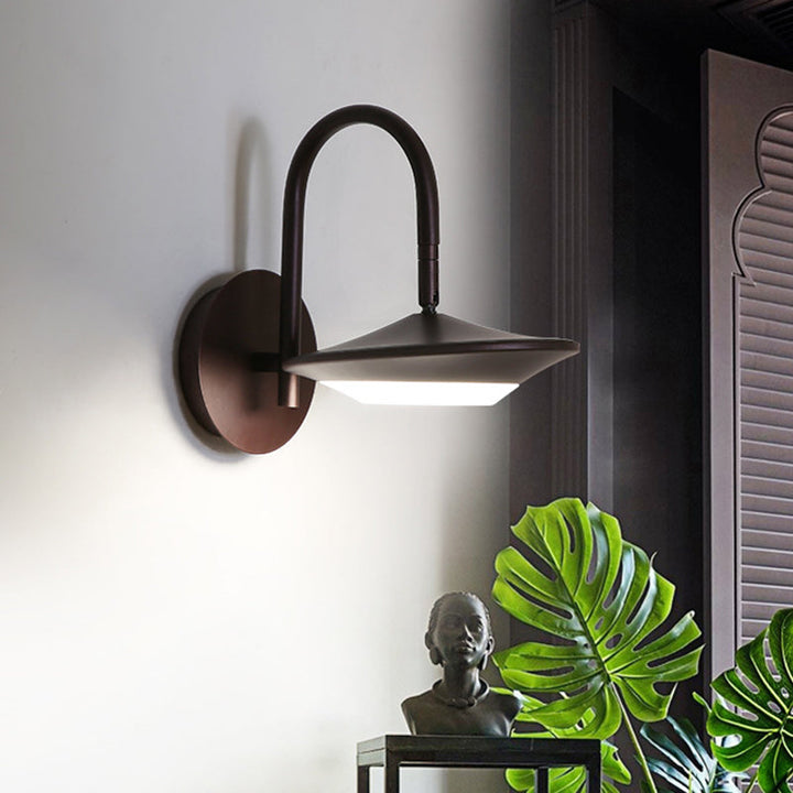 Lisslune | Rotatable Urn Wall Sconce Light Modernist Metallic White/Coffee LED Wall Lighting with Gooseneck Arm for the Bedroom