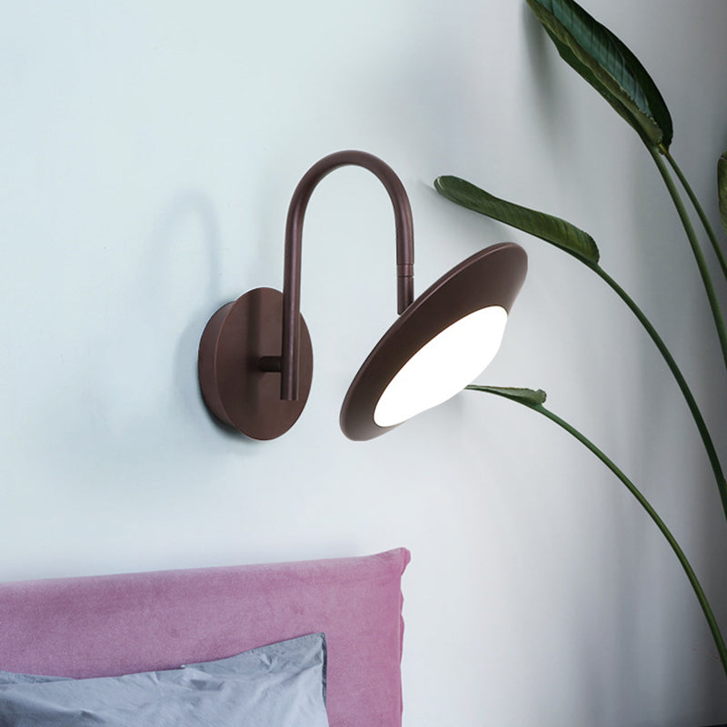 Lisslune | Rotatable Urn Wall Sconce Light Modernist Metallic White/Coffee LED Wall Lighting with Gooseneck Arm for the Bedroom