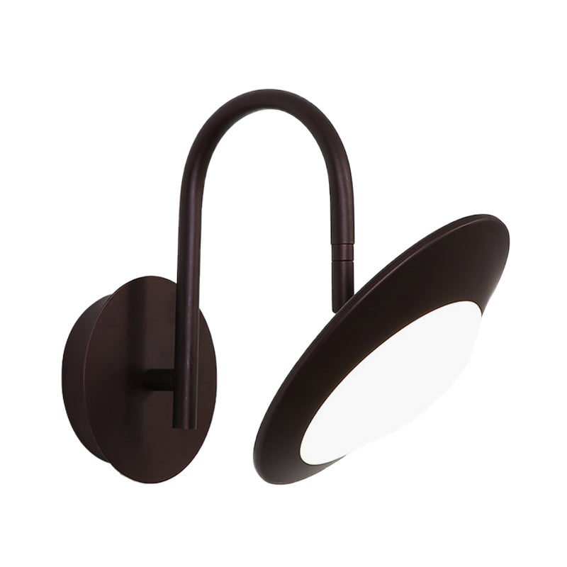 Lisslune | Rotatable Urn Wall Sconce Light Modernist Metallic White/Coffee LED Wall Lighting with Gooseneck Arm for the Bedroom