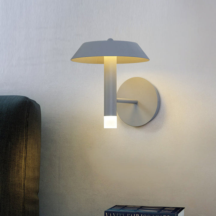 Lisslune | Metallic Conical Wall Light Modernist White/Grey LED Wall Mount Lamp for the Bedroom