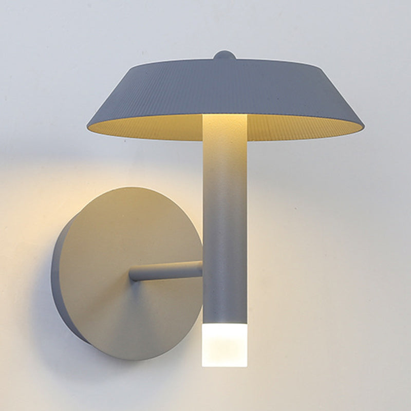 Lisslune | Metallic Conical Wall Light Modernist White/Grey LED Wall Mount Lamp for the Bedroom