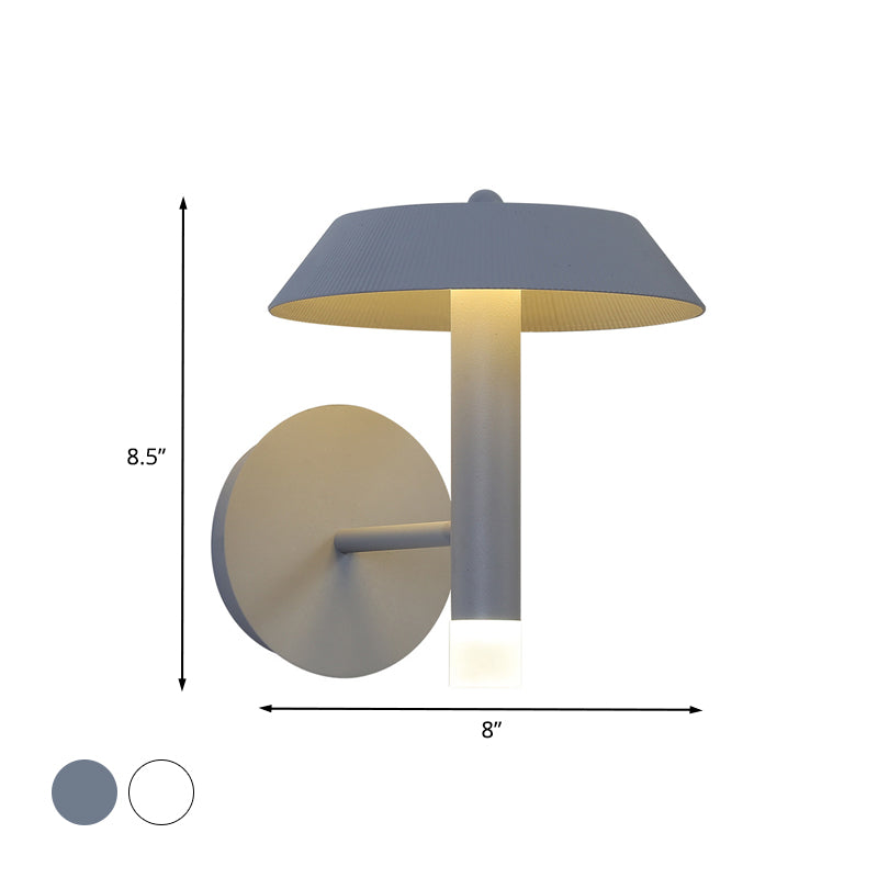 Lisslune | Metallic Conical Wall Light Modernist White/Grey LED Wall Mount Lamp for the Bedroom