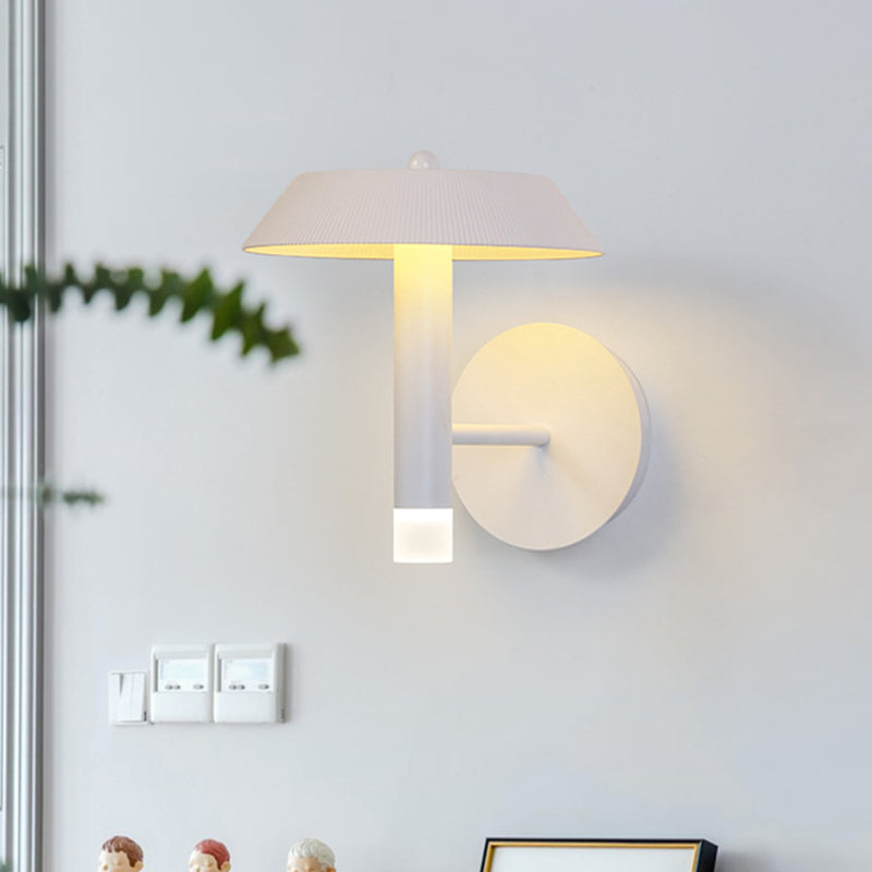 Lisslune | Metallic Conical Wall Light Modernist White/Grey LED Wall Mount Lamp for the Bedroom