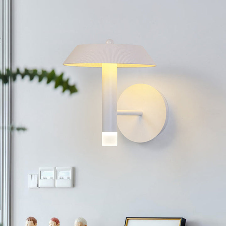 Lisslune | Metallic Conical Wall Light Modernist White/Grey LED Wall Mount Lamp for the Bedroom
