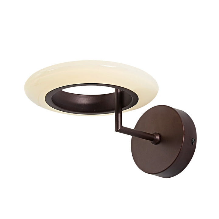 Lisslune | Coffee/White Round Lighting Wall Lamp Modernist Acrylic LED Wall Light with Curved Arm in Warm/Natural Light
