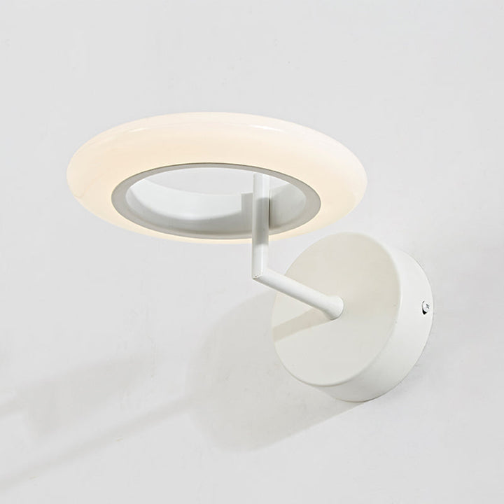 Lisslune | Coffee/White Round Lighting Wall Lamp Modernist Acrylic LED Wall Light with Curved Arm in Warm/Natural Light
