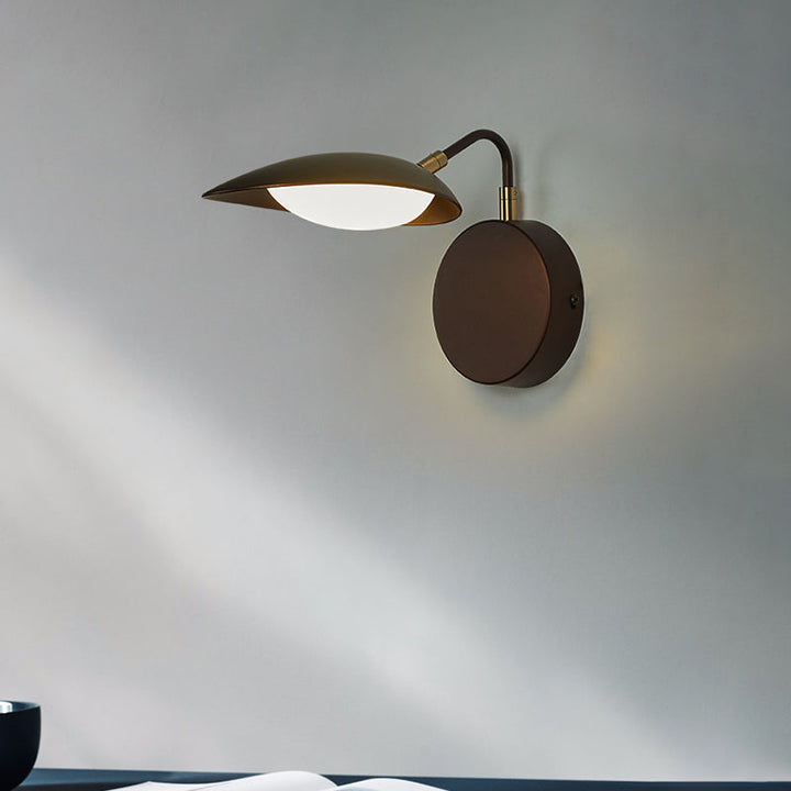 Lisslune | Metal Rotatable Oval Wall Mounted Light Fixture Modernist Coffee LED Wall Lamp Wall Light with Adjustable Arm for the Bedroom in Warm/Natural Light
