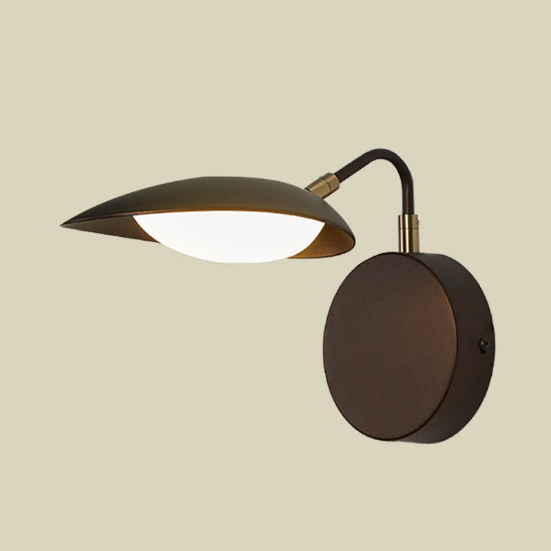 Lisslune | Metal Rotatable Oval Wall Mounted Light Fixture Modernist Coffee LED Wall Lamp Wall Light with Adjustable Arm for the Bedroom in Warm/Natural Light
