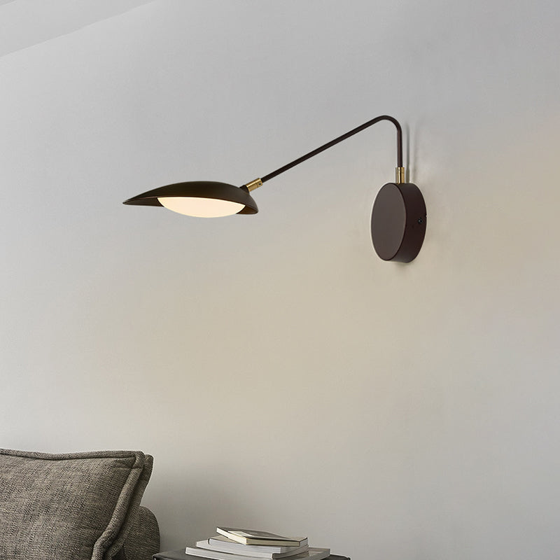 Lisslune | Modernist Oval Wall Lamp Fixture Metallic Bedroom LED Lighting Wall Lamp with Adjustable Arm in Coffee