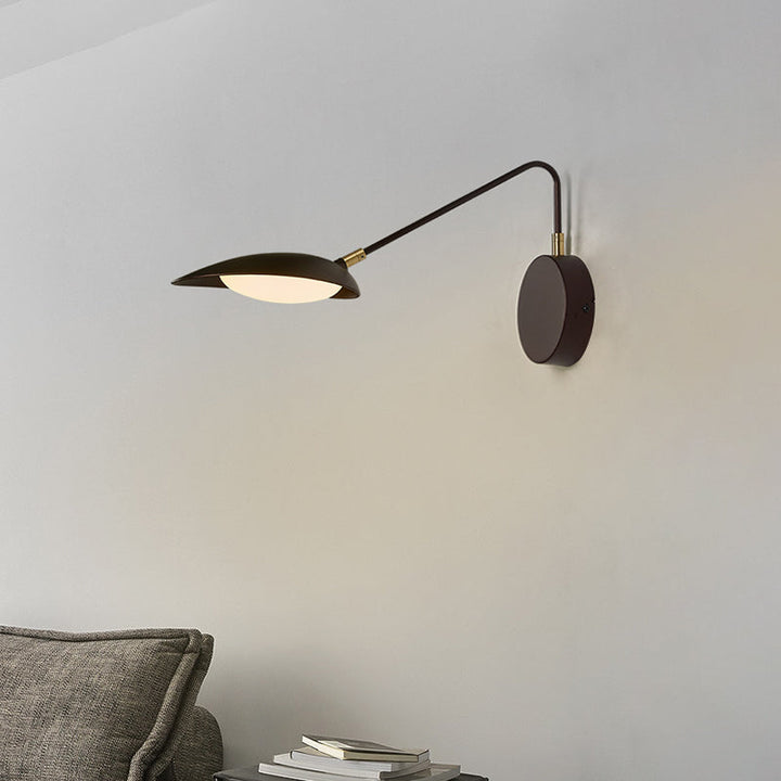 Lisslune | Modernist Oval Wall Lamp Fixture Metallic Bedroom LED Lighting Wall Lamp with Adjustable Arm in Coffee