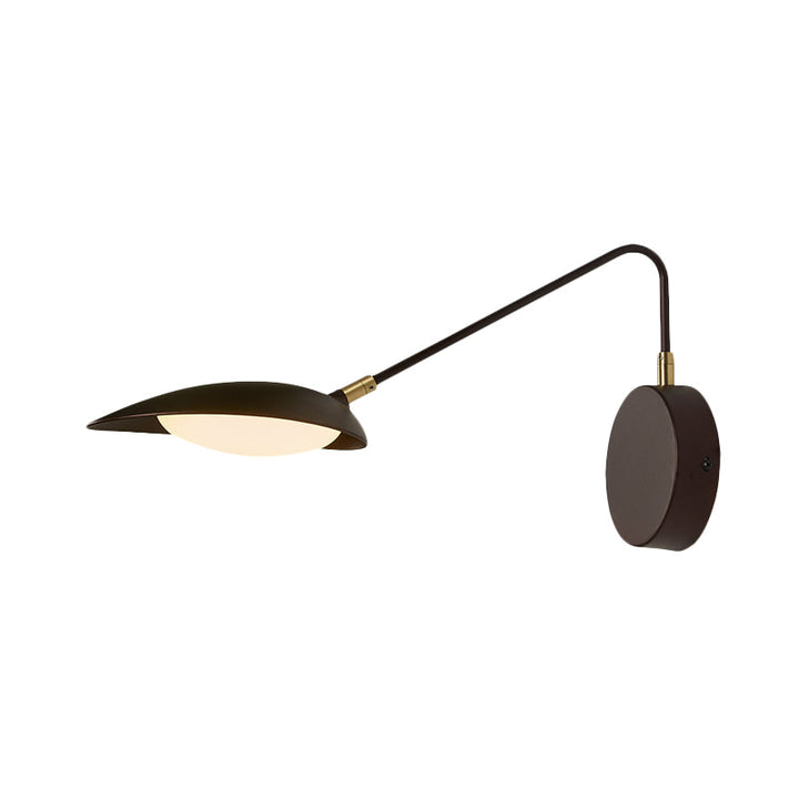 Lisslune | Modernist Oval Wall Lamp Fixture Metallic Bedroom LED Lighting Wall Lamp with Adjustable Arm in Coffee