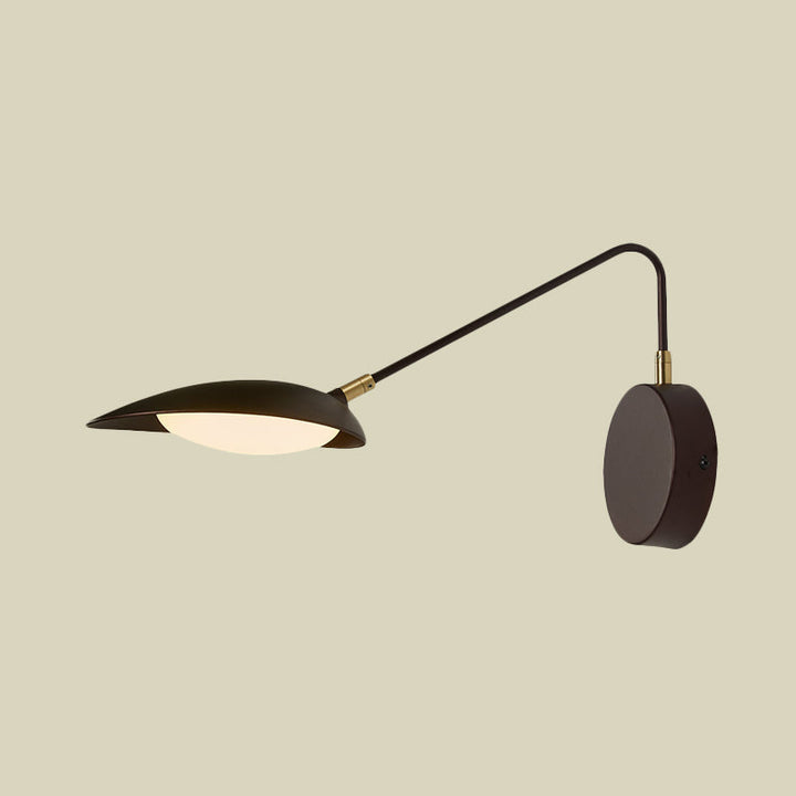 Lisslune | Modernist Oval Wall Lamp Fixture Metallic Bedroom LED Lighting Wall Lamp with Adjustable Arm in Coffee