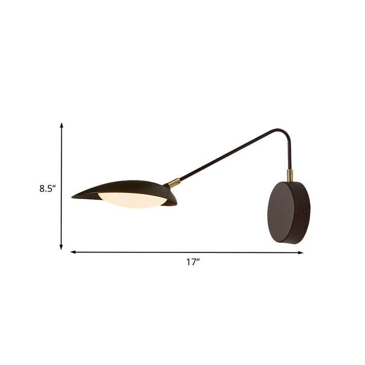 Lisslune | Modernist Oval Wall Lamp Fixture Metallic Bedroom LED Lighting Wall Lamp with Adjustable Arm in Coffee